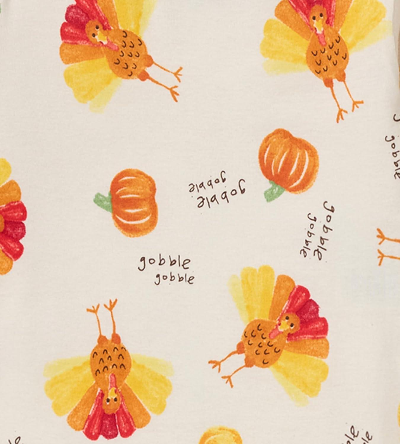 imageBurts Bees Baby Girls Pajamas 2Piece Long Sleeve Tee and Pants Organic Cotton PJ SetTurkey Gobble