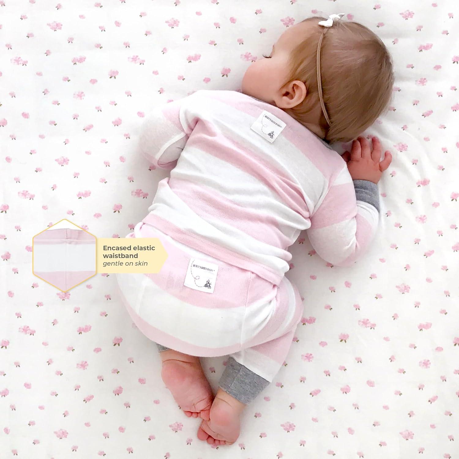 imageBurts Bees Baby Girls Pajamas 2Piece Long Sleeve Tee and Pants Organic Cotton PJ SetWatercolor Daylily