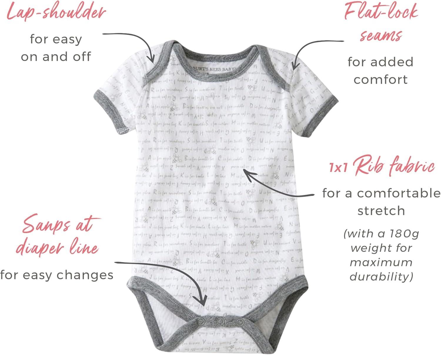 imageBurts Bees Baby Unisex Baby 3Pack Long Sleeve Bodysuits 100 Organic CottonDusty Dandelions