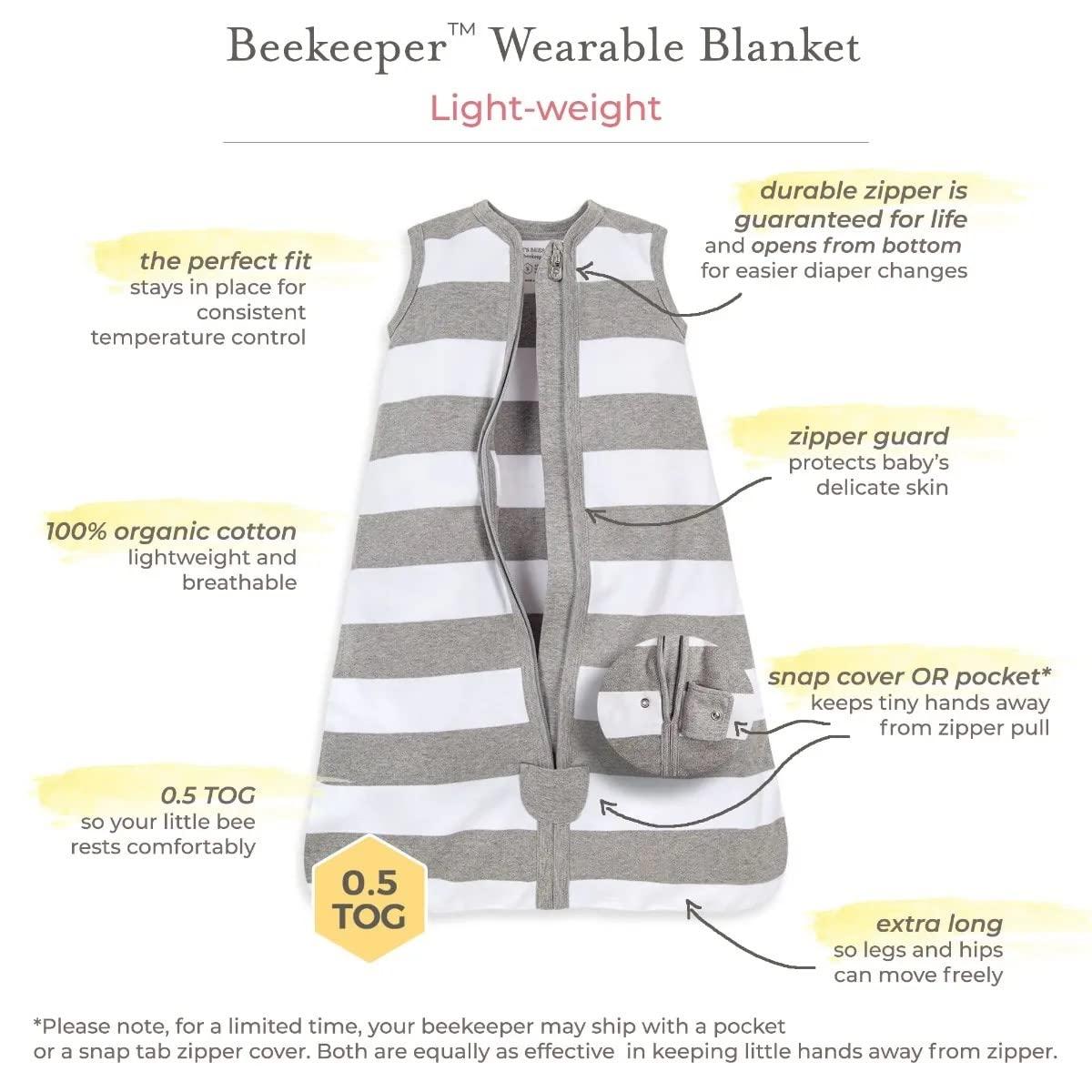 imageBurts Bees Baby Unisex Baby Gift Set  Beekeeper Wearable Blanket 3Pack Muslin Swaddle Blankets ampamp Plush Bee Organic Cotton Essentials BundleStarry Eyes  Stripes