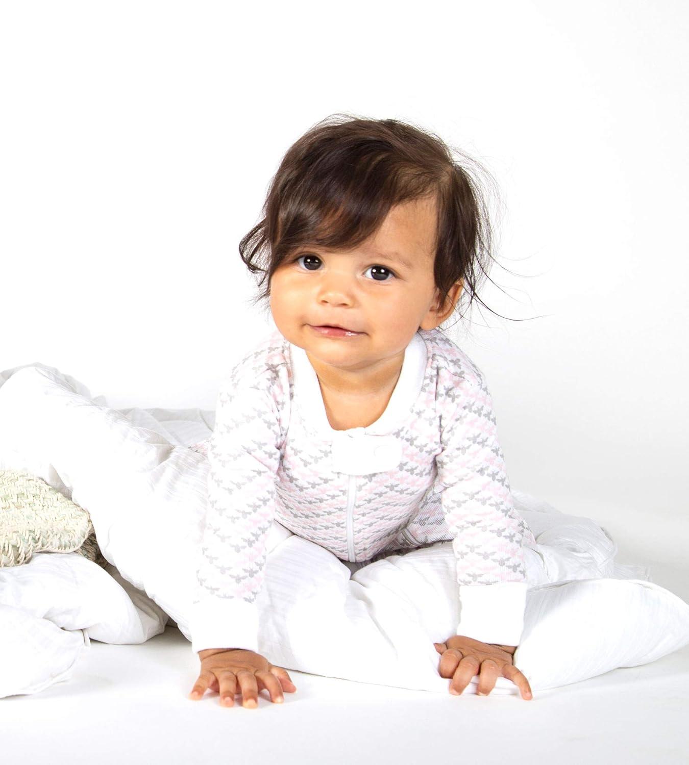 imageBurts Bees Baby babygirls Sleeper Pajamas Zip Front Nonslip Footed Sleeper Pjs 100 Organic CottonBlossom Chevron Bee