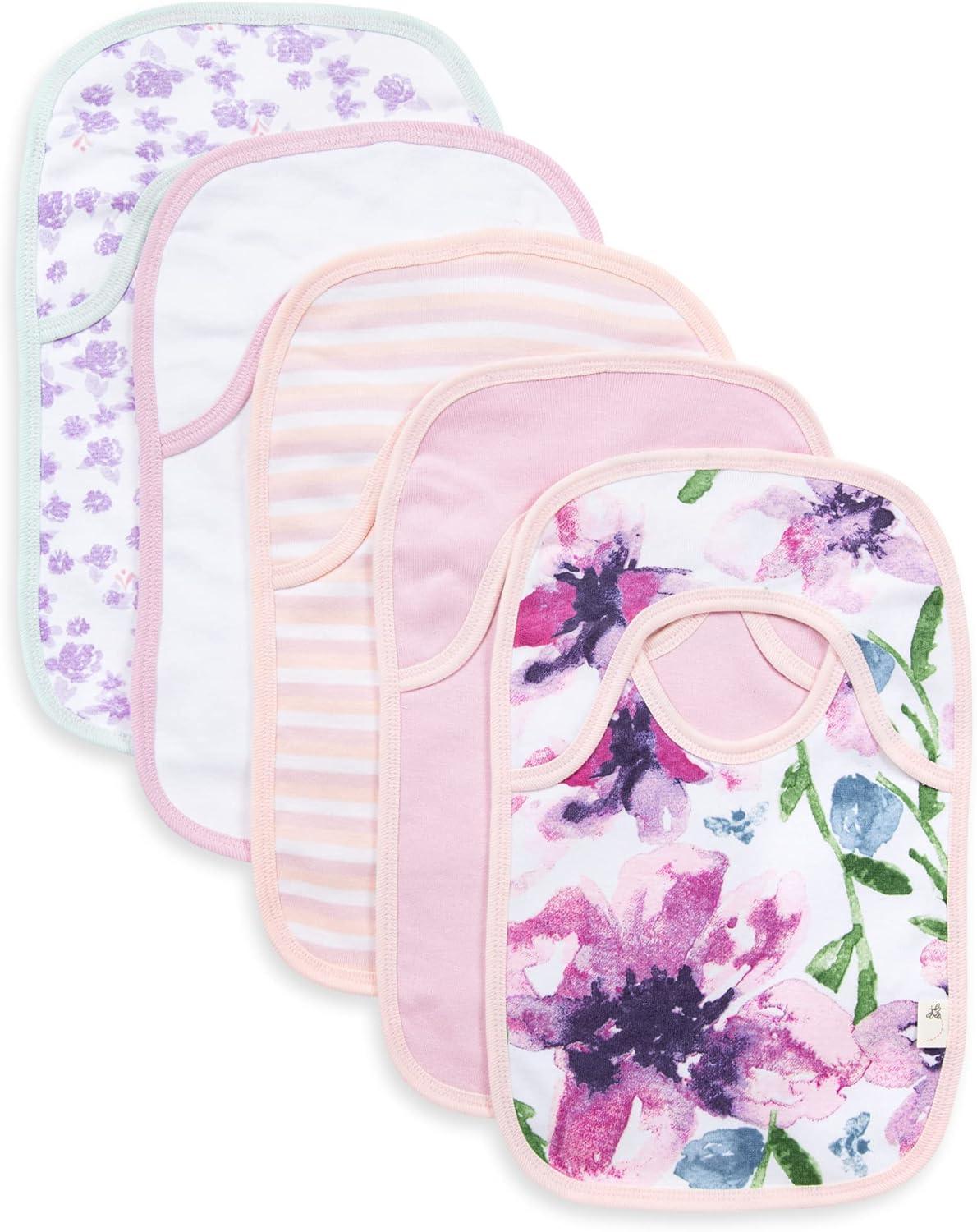imageBurts Bees Baby babygirls Zipup Footed Sleeper Pj ampamp Set of Bibs Gift Bundle 100 Organic CottonDaylily