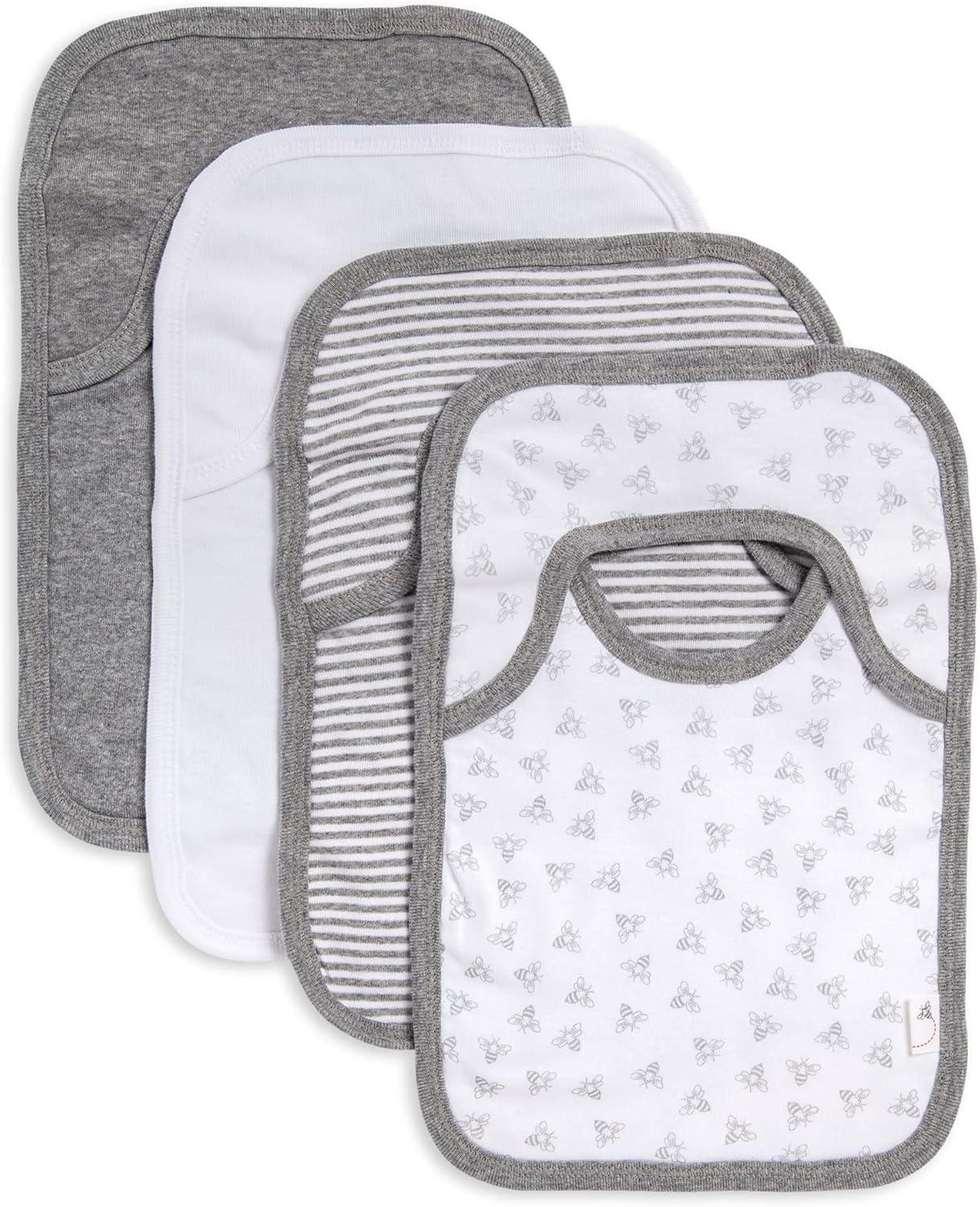 imageBurts Bees Baby babygirls Zipup Footed Sleeper Pj ampamp Set of Bibs Gift Bundle 100 Organic CottonMidnight Twinkle Bee