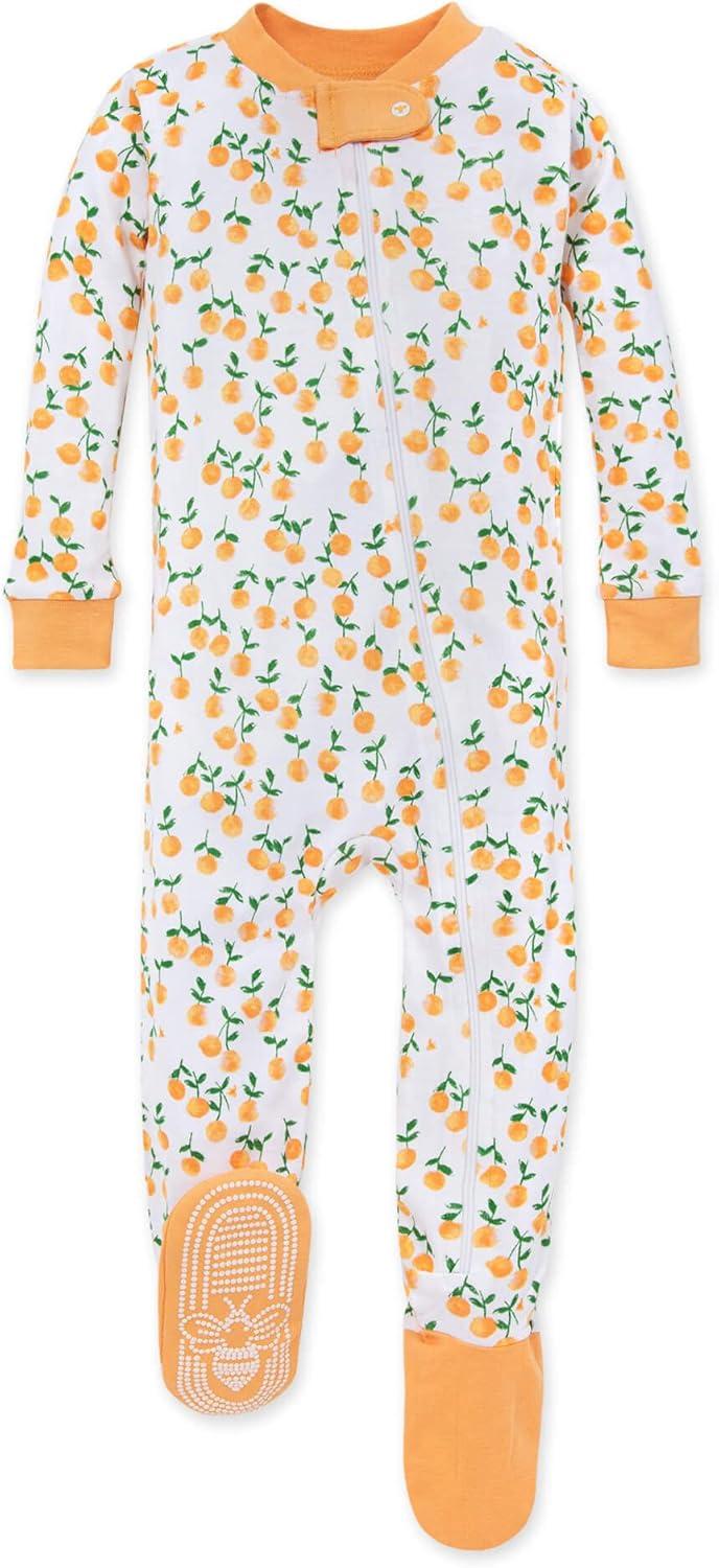 imageBurts Bees Baby babygirls Zipup Footed Sleeper Pj ampamp Set of Bibs Gift Bundle 100 Organic CottonOranges Avocados  Carrots