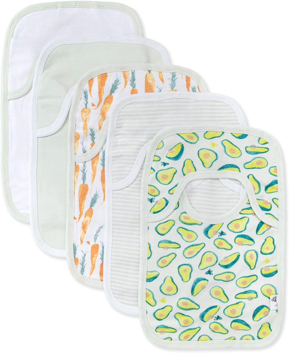 imageBurts Bees Baby babygirls Zipup Footed Sleeper Pj ampamp Set of Bibs Gift Bundle 100 Organic CottonOranges Avocados  Carrots