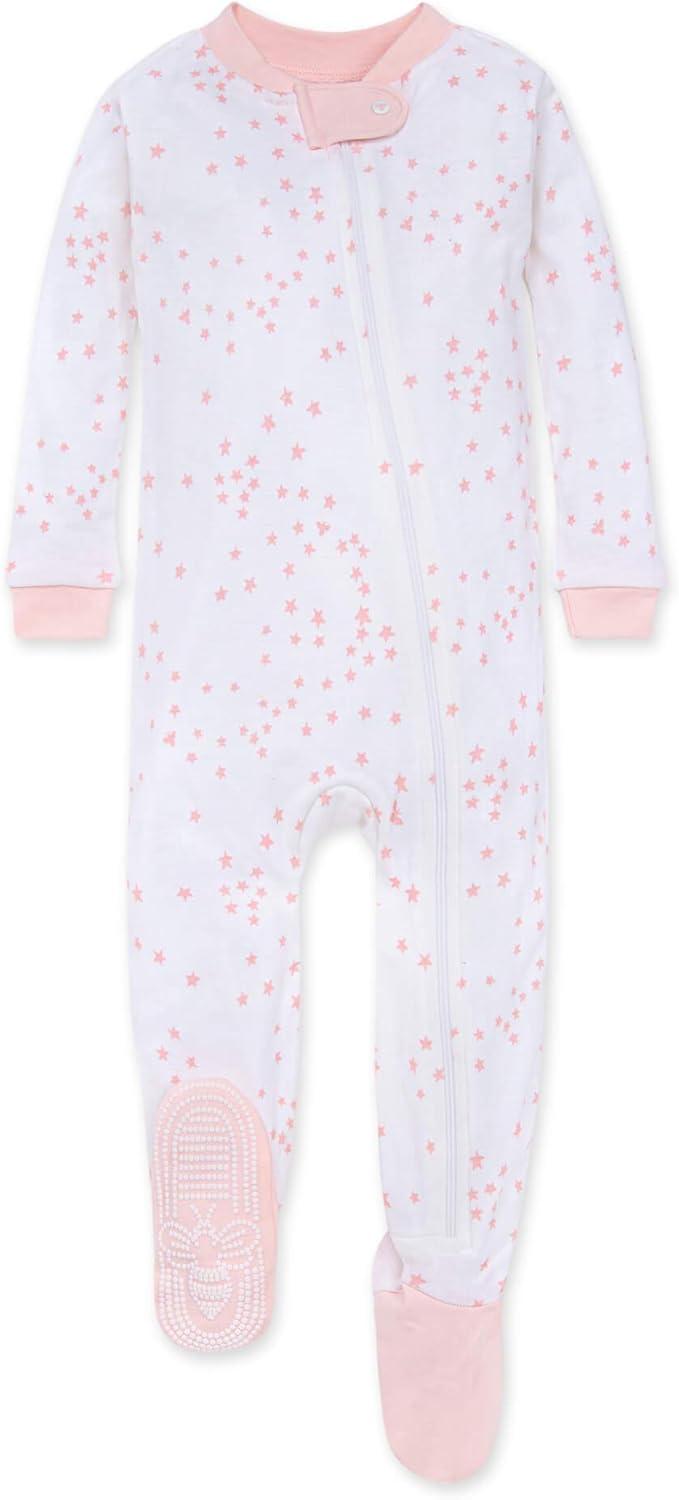 imageBurts Bees Baby babygirls Zipup Footed Sleeper Pj ampamp Set of Bibs Gift Bundle 100 Organic CottonPink Twinkle Bee