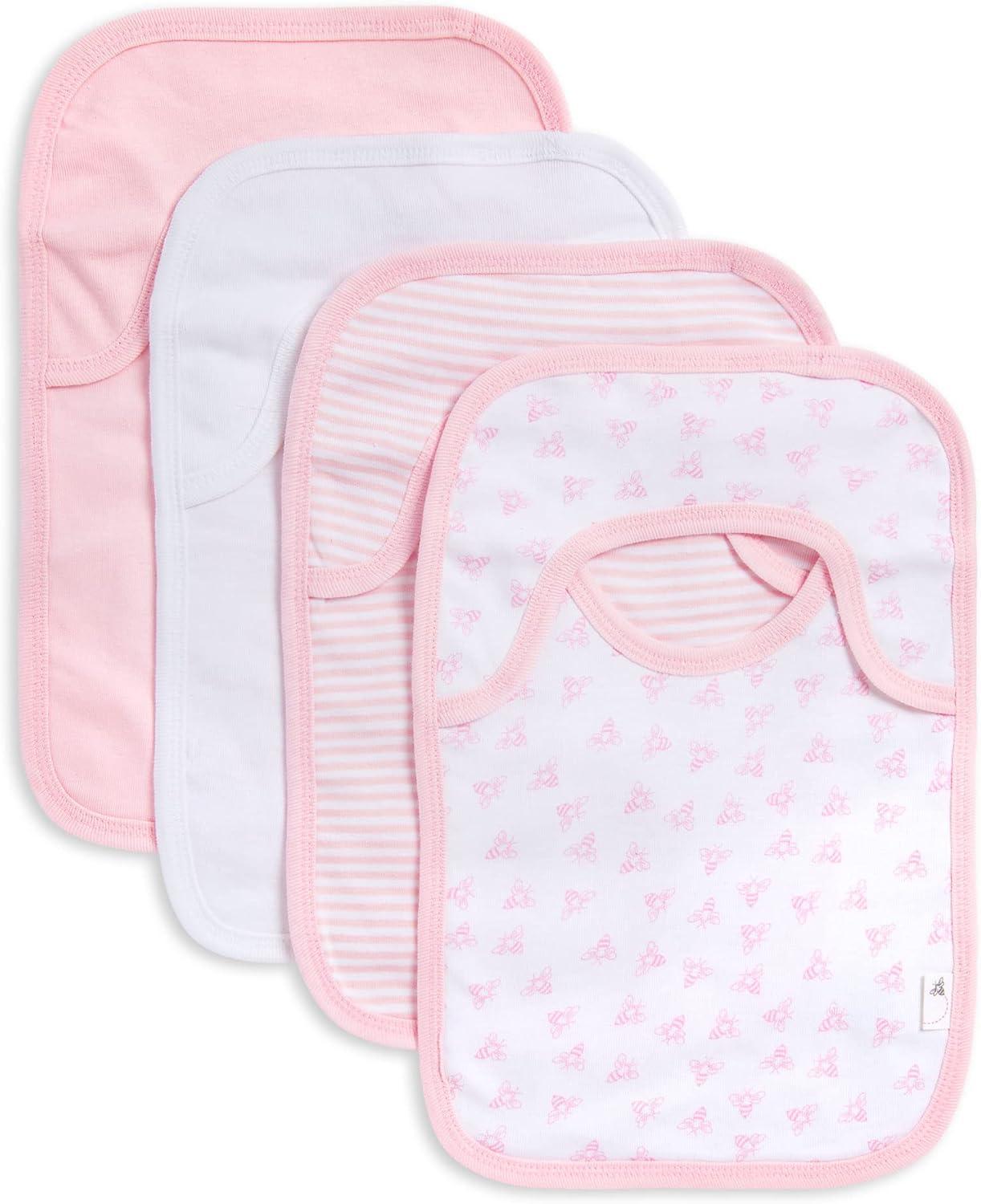 imageBurts Bees Baby babygirls Zipup Footed Sleeper Pj ampamp Set of Bibs Gift Bundle 100 Organic CottonPink Twinkle Bee