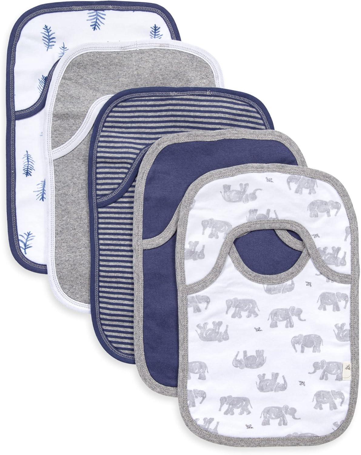 imageBurts Bees Baby babygirls Zipup Footed Sleeper Pj ampamp Set of Bibs Gift Bundle 100 Organic CottonStripes  Elephants