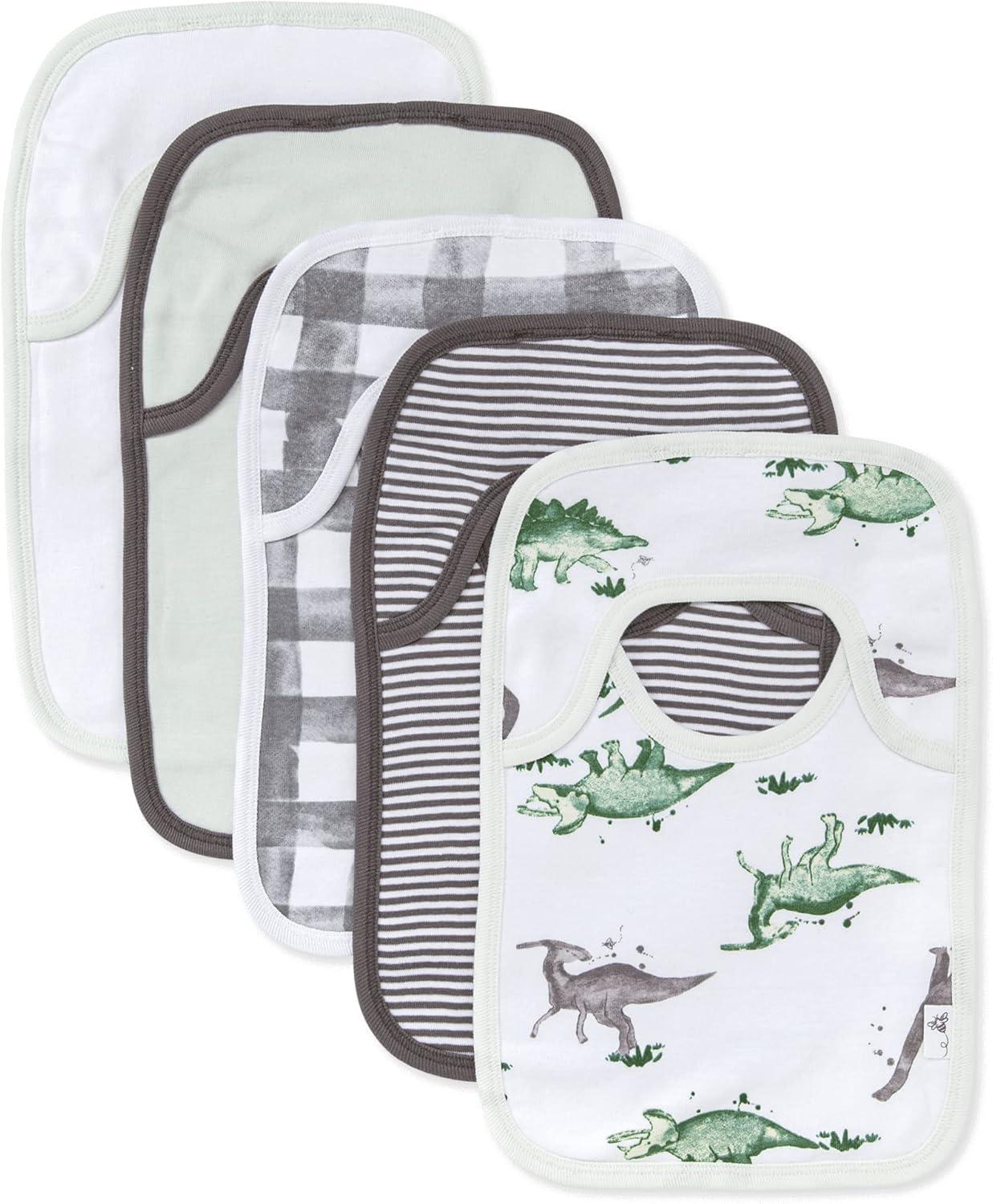 imageBurts Bees Baby babygirls Zipup Footed Sleeper Pj ampamp Set of Bibs Gift Bundle 100 Organic CottonStripes  Herbivores