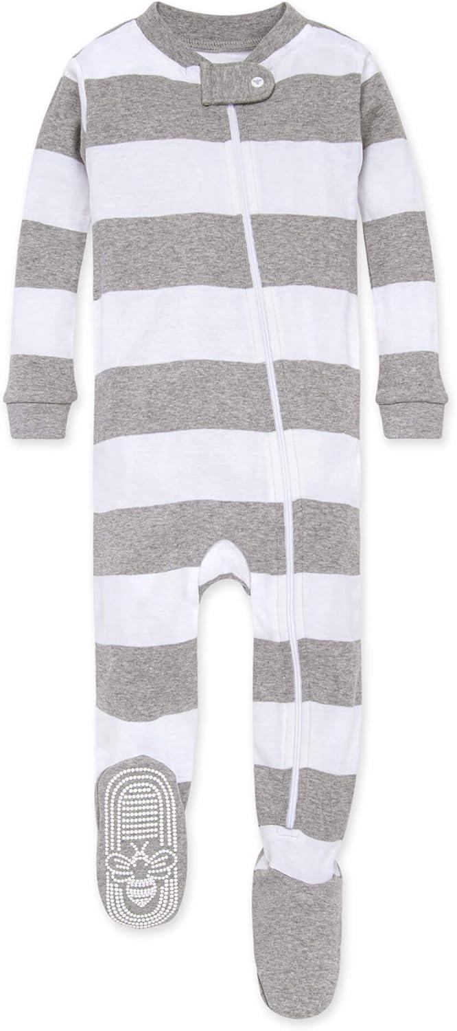 imageBurts Bees Baby babygirls Zipup Footed Sleeper Pj ampamp Set of Bibs Gift Bundle 100 Organic CottonStripes  Herbivores