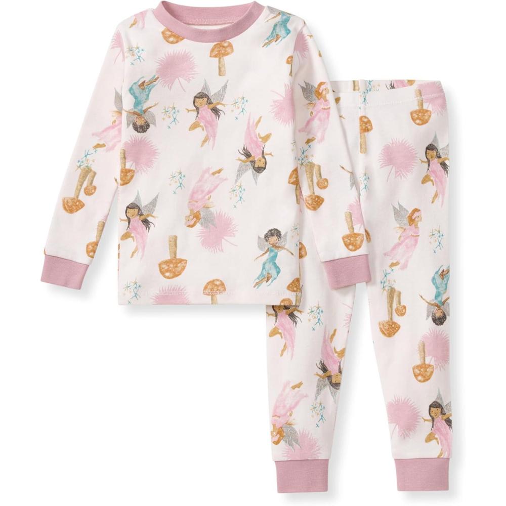 imageBurts Bees Baby Girls Pajamas 2Piece Long Sleeve Tee and Pants Organic Cotton PJ SetFairy Garden