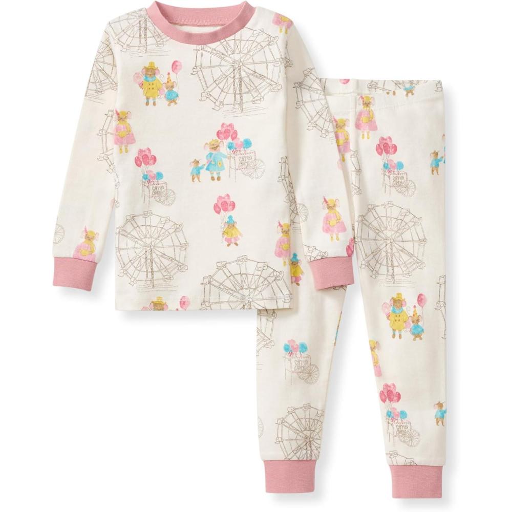 imageBurts Bees Baby Girls Pajamas 2Piece Long Sleeve Tee and Pants Organic Cotton PJ SetFall Carnival
