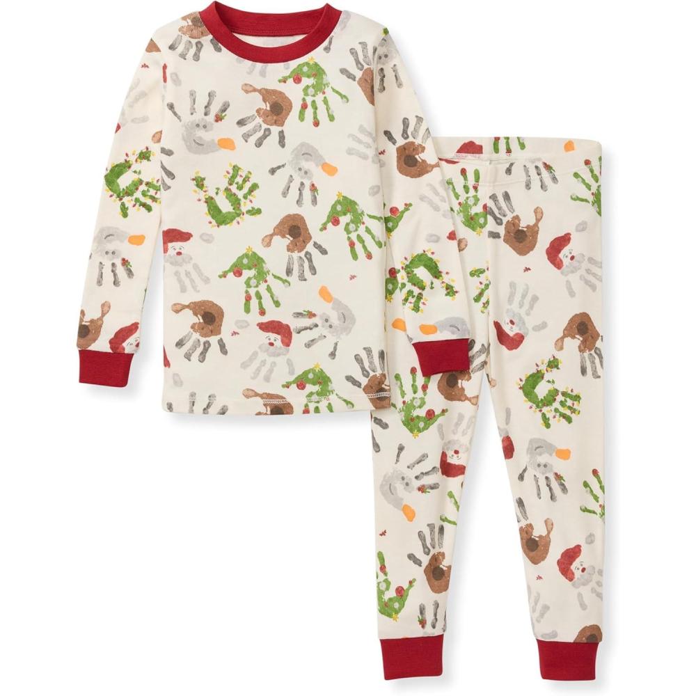 imageBurts Bees Baby Girls Pajamas 2Piece Long Sleeve Tee and Pants Organic Cotton PJ SetHoliday Hands