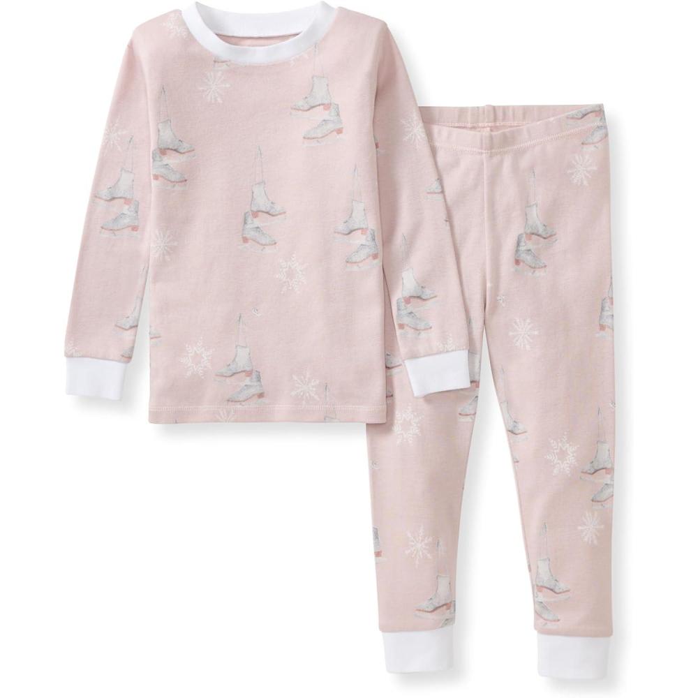 imageBurts Bees Baby Girls Pajamas 2Piece Long Sleeve Tee and Pants Organic Cotton PJ SetIce Skates