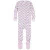 imageBurts Bees Baby babygirls Sleeper Pajamas Zip Front Nonslip Footed Sleeper Pjs 100 Organic CottonBlossom Chevron Bee