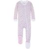 imageBurts Bees Baby babygirls Sleeper Pajamas Zip Front Nonslip Footed Sleeper Pjs 100 Organic CottonBlossom Chevron Bee