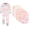 imageBurts Bees Baby babygirls Zipup Footed Sleeper Pj ampamp Set of Bibs Gift Bundle 100 Organic CottonSucculents