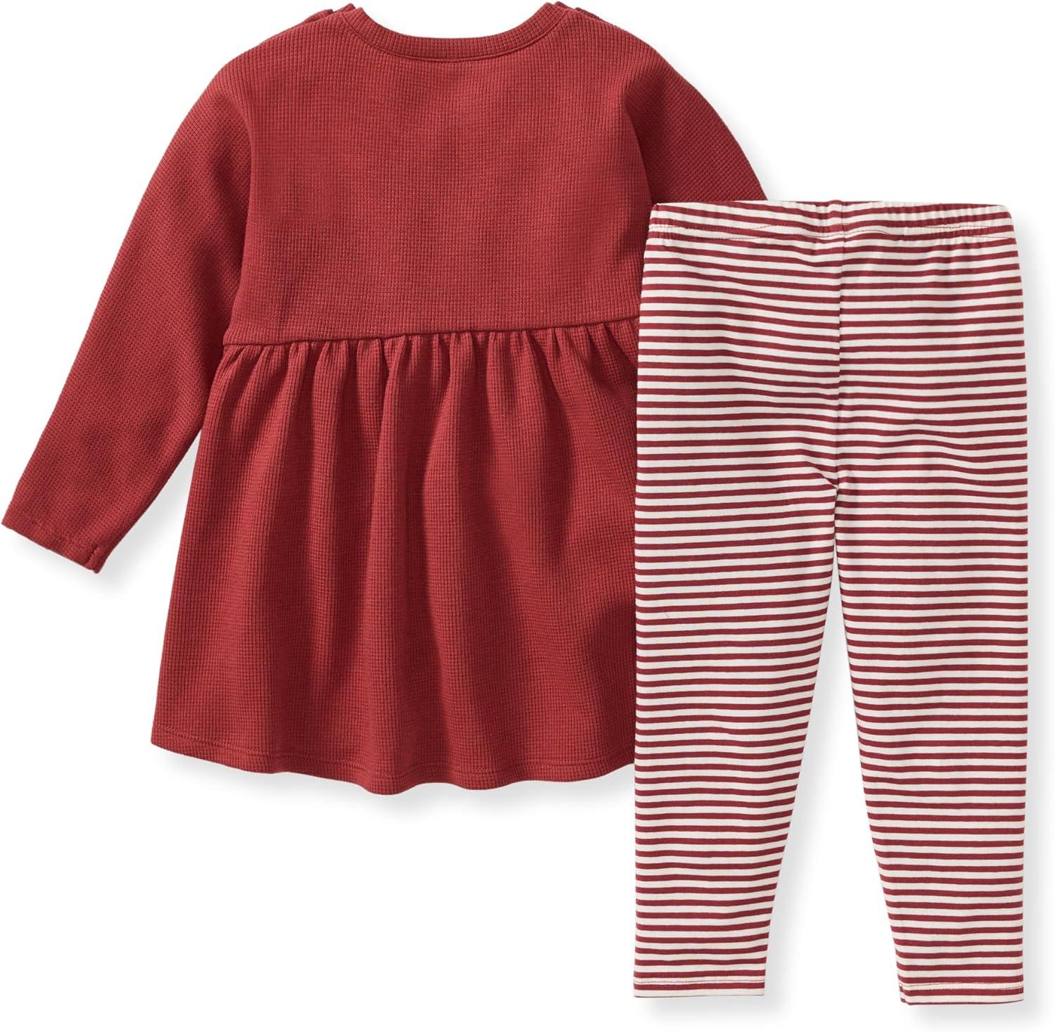 imageBurts Bees Baby babygirls Long Sleeve Top and Pant Set 100 Organic Cotton OutfitBrick Thermal