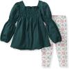 imageBurts Bees Baby babygirls Long Sleeve Top and Pant Set 100 Organic Cotton OutfitPoinsettia Fair Isle