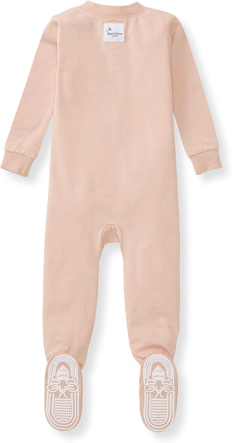 imageBurts Bees Baby unisexbaby Honeysoft Sleeper Pajamas Zip Front Nonslip Footed Footie Pjs Organic Cotton ampamp LyocellApple Jersey Slub