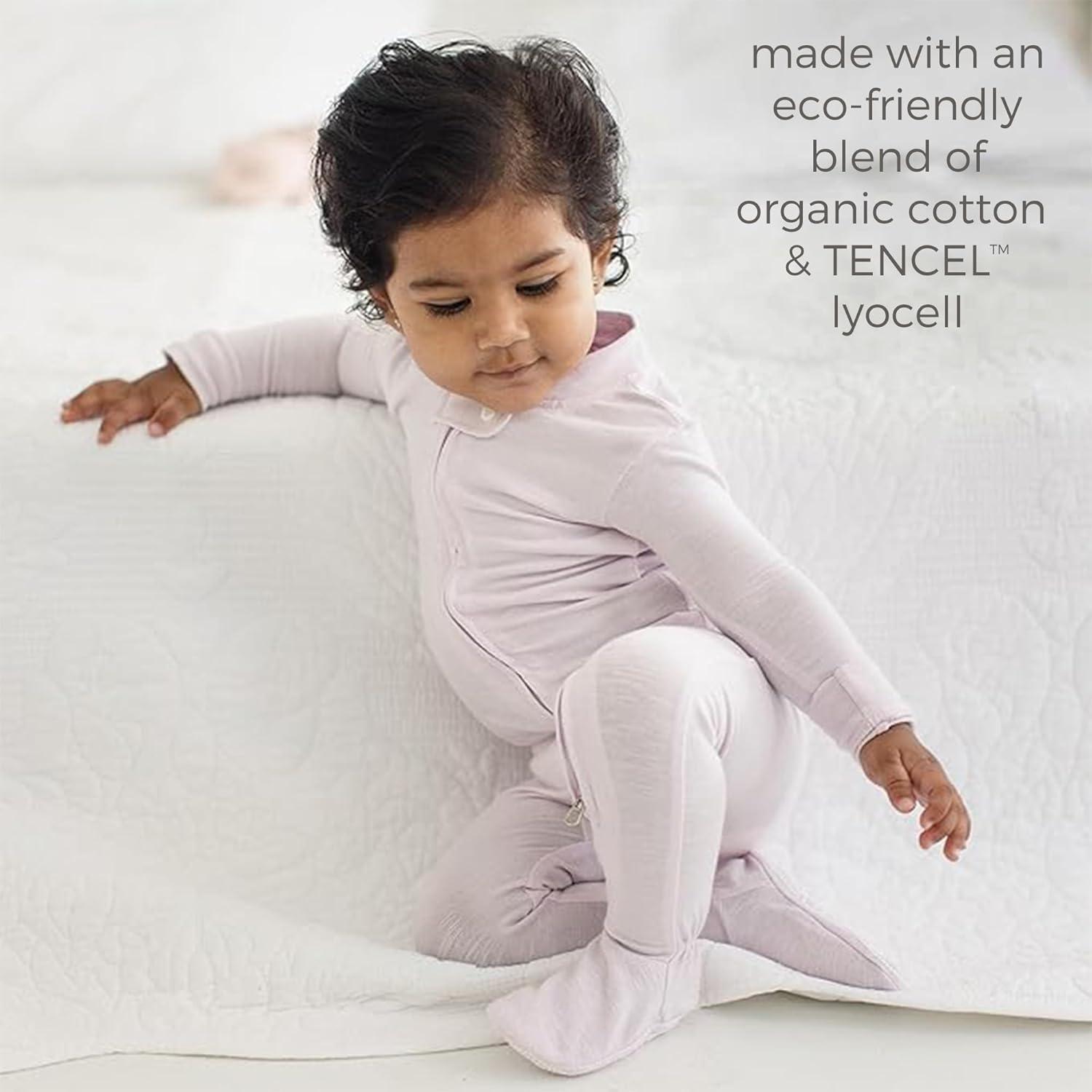 imageBurts Bees Baby unisexbaby Honeysoft Sleeper Pajamas Zip Front Nonslip Footed Footie Pjs Organic Cotton ampamp LyocellLavender Jersey Slub