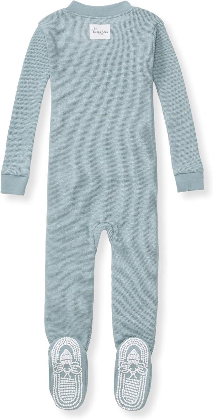 imageBurts Bees Baby unisexbaby Honeysoft Sleeper Pajamas Zip Front Nonslip Footed Footie Pjs Organic Cotton ampamp LyocellMuted Blue