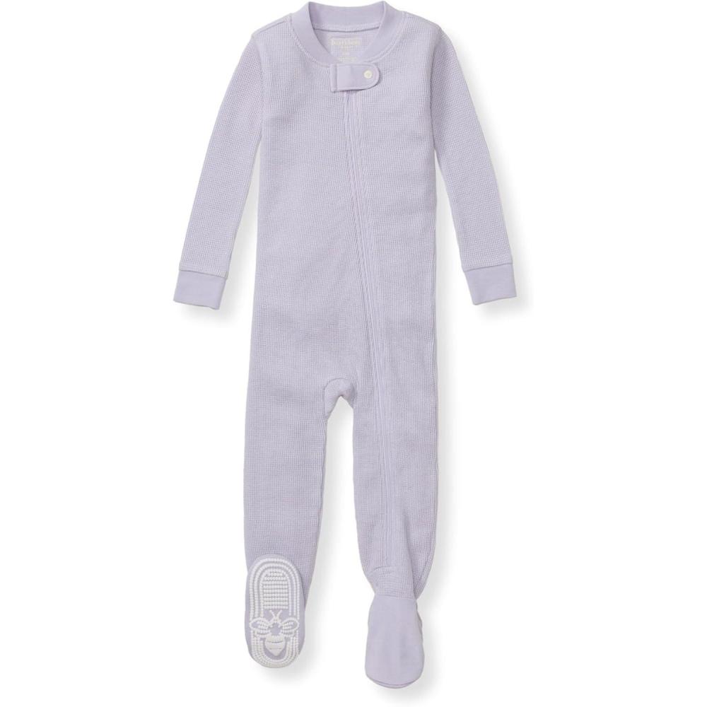 imageBurts Bees Baby unisexbaby Honeysoft Sleeper Pajamas Zip Front Nonslip Footed Footie Pjs Organic Cotton ampamp LyocellFlowering Lilac