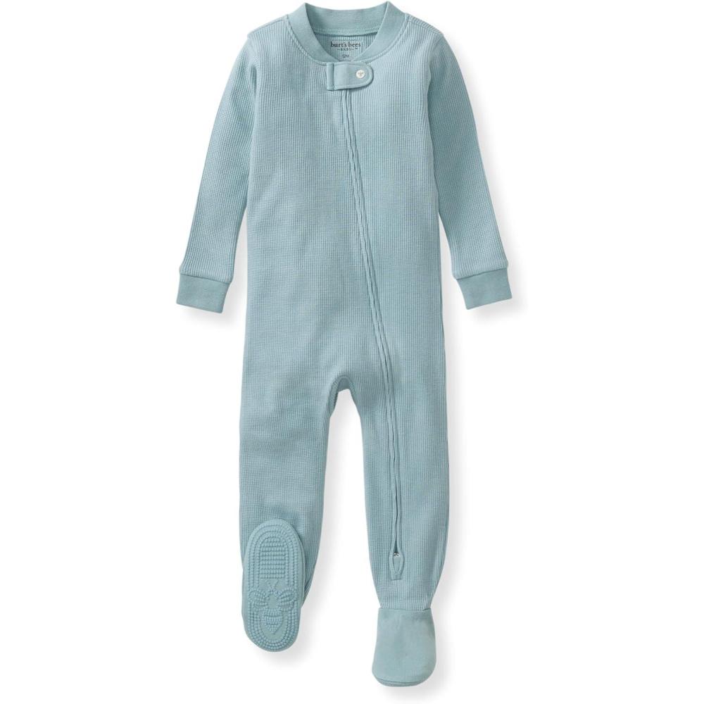 imageBurts Bees Baby unisexbaby Honeysoft Sleeper Pajamas Zip Front Nonslip Footed Footie Pjs Organic Cotton ampamp LyocellMountain Blue Thermal