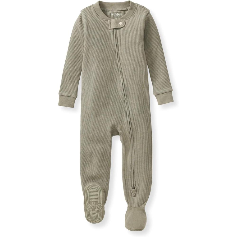 imageBurts Bees Baby unisexbaby Honeysoft Sleeper Pajamas Zip Front Nonslip Footed Footie Pjs Organic Cotton ampamp LyocellTranquility Thermal