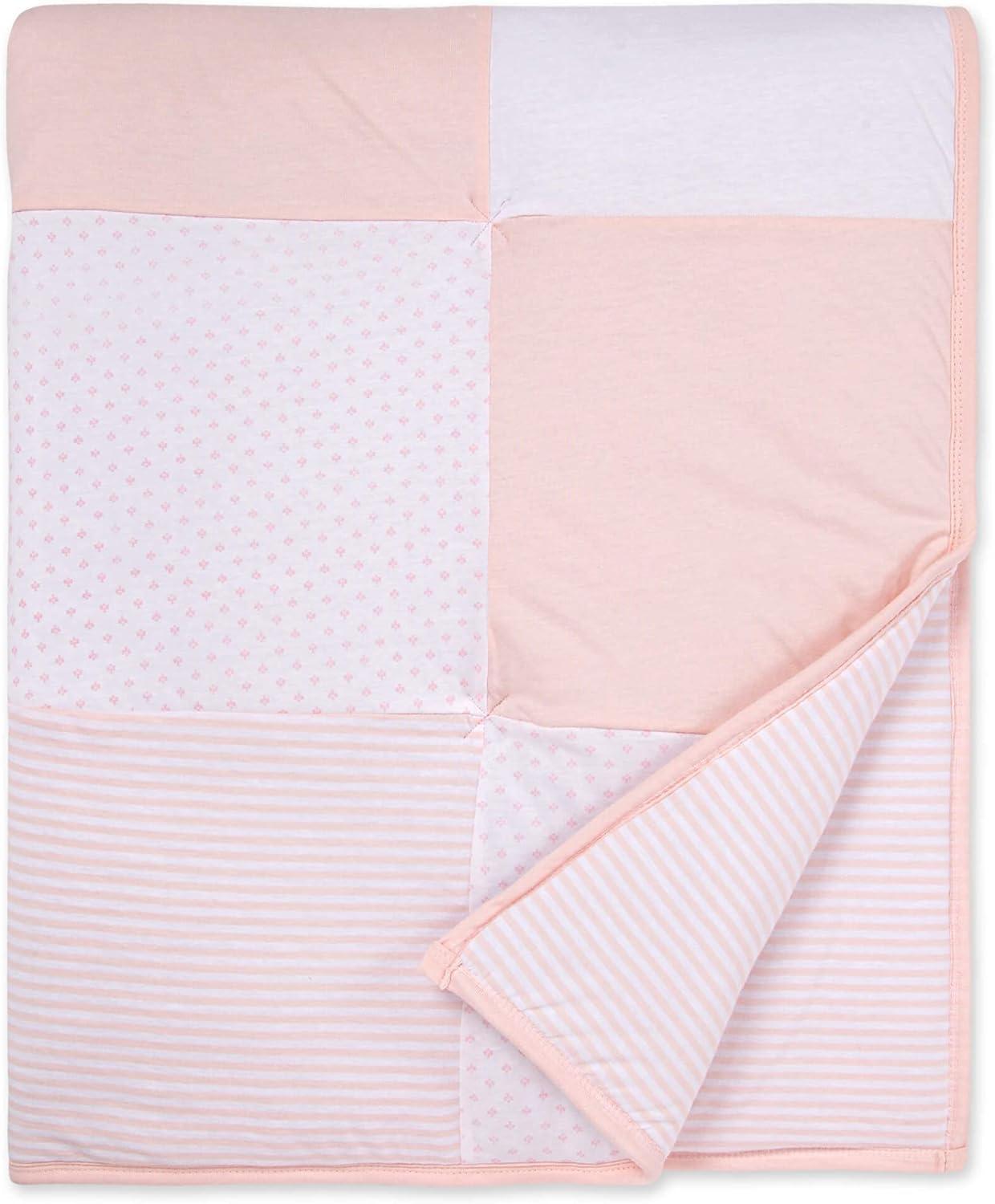 imageBurts Bees Baby Infant Reversible Quilt Blanket Jersey Knit Soft 100 Organic Cotton Blankets with 100 Polyester Fill for Warm Padding Size 37 x 46 Inch