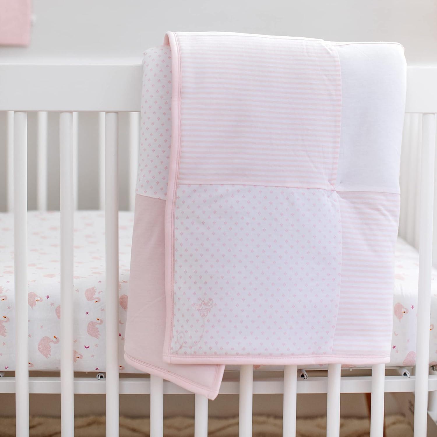 imageBurts Bees Baby Infant Reversible Quilt Blanket Jersey Knit Soft 100 Organic Cotton Blankets with 100 Polyester Fill for Warm Padding Size 37 x 46 Inch
