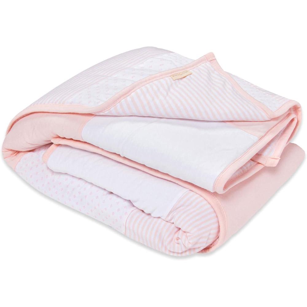 imageBurts Bees Baby Infant Reversible Quilt Blanket Jersey Knit Soft 100 Organic Cotton Blankets with 100 Polyester Fill for Warm Padding Size 37 x 46 Inch
