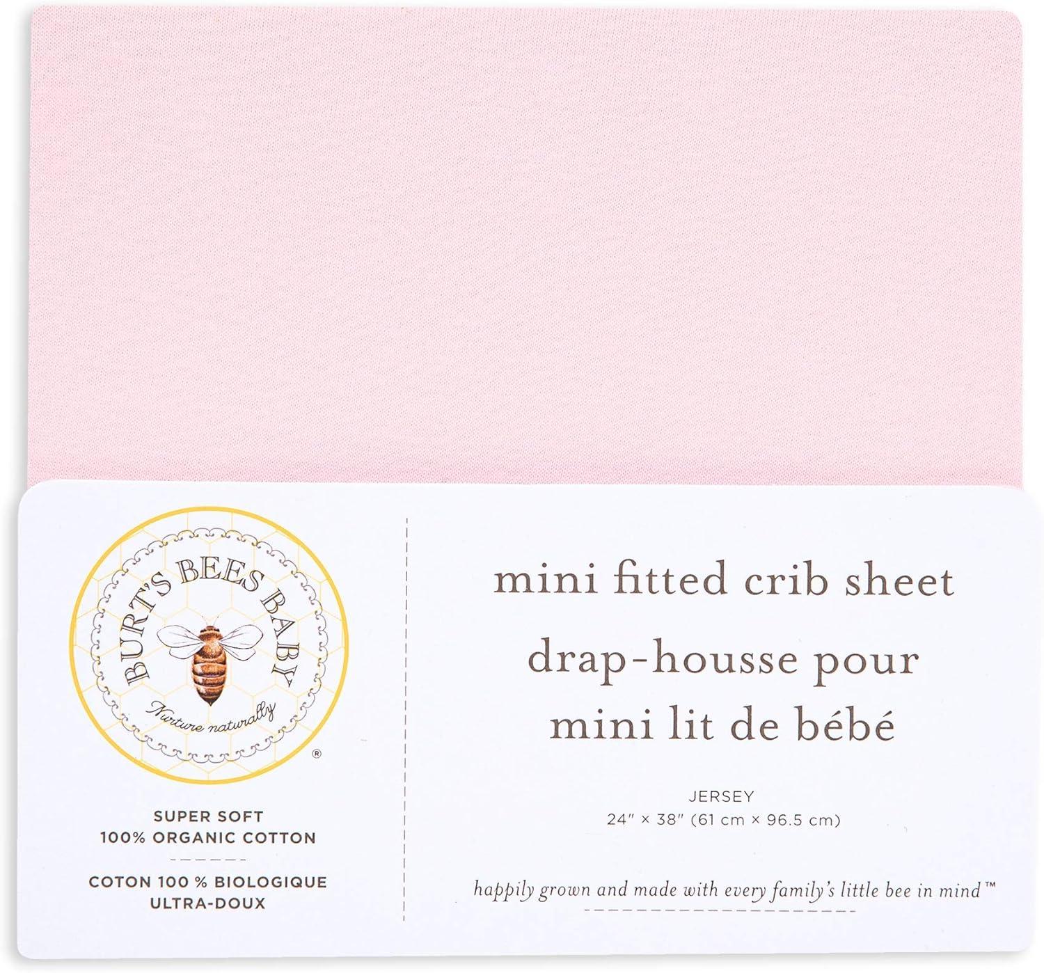 imageBurts Bees Baby  Fitted Mini Crib Sheet for Portable Playard or Travel Crib 100 Organic CottonBlossom
