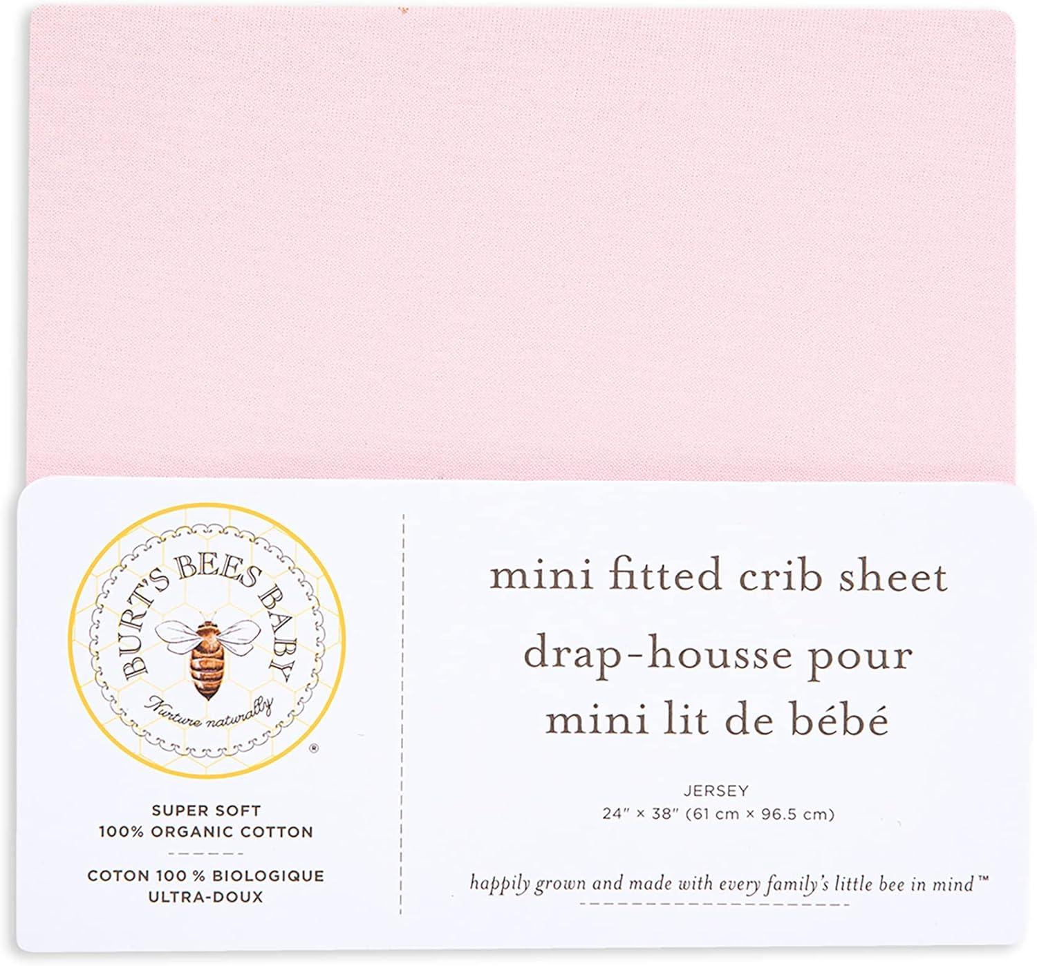 imageBurts Bees Baby  Fitted Mini Crib Sheet for Portable Playard or Travel Crib 100 Organic CottonBlossom