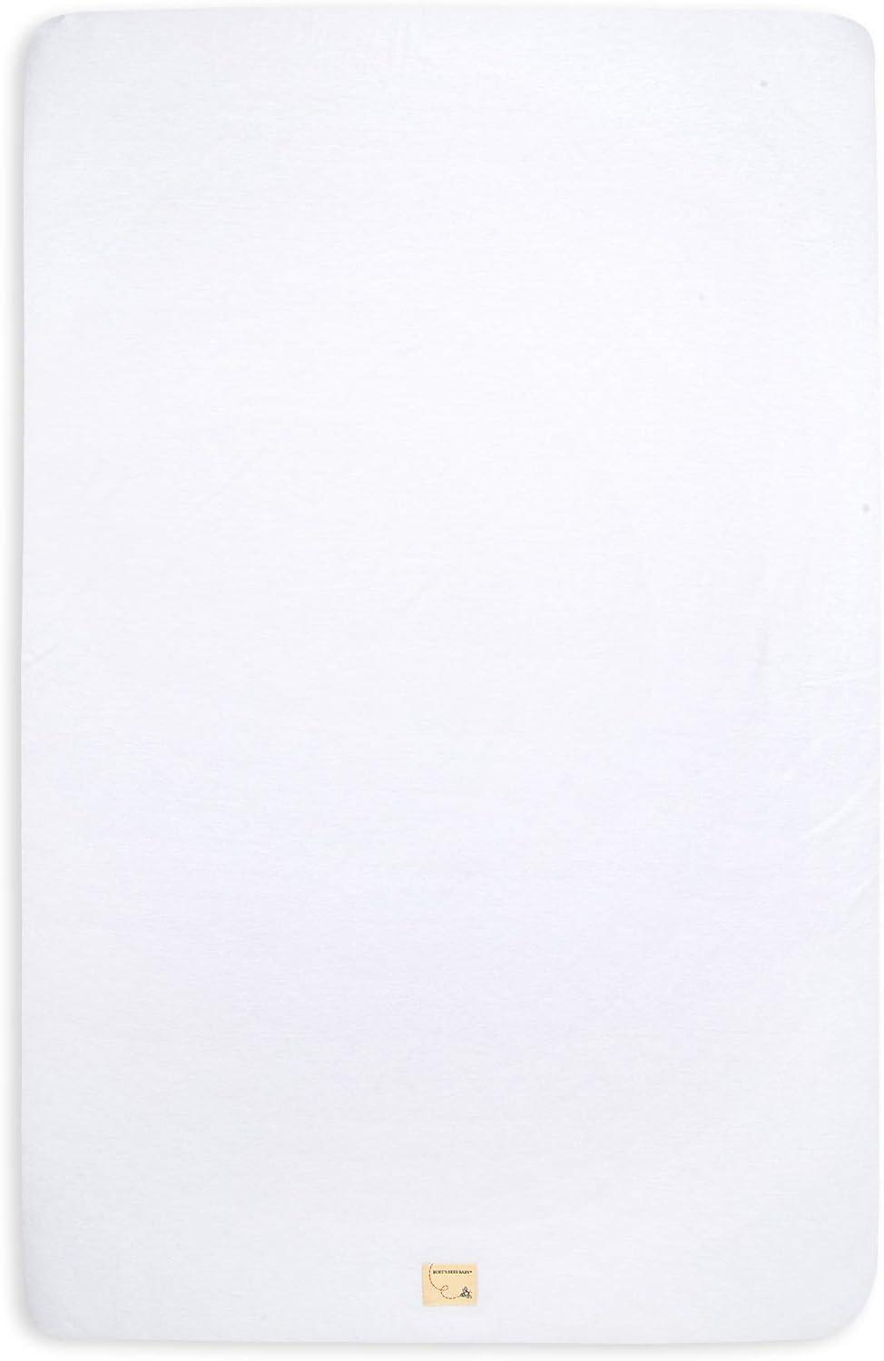 imageBurts Bees Baby  Fitted Mini Crib Sheet for Portable Playard or Travel Crib 100 Organic CottonCloud White