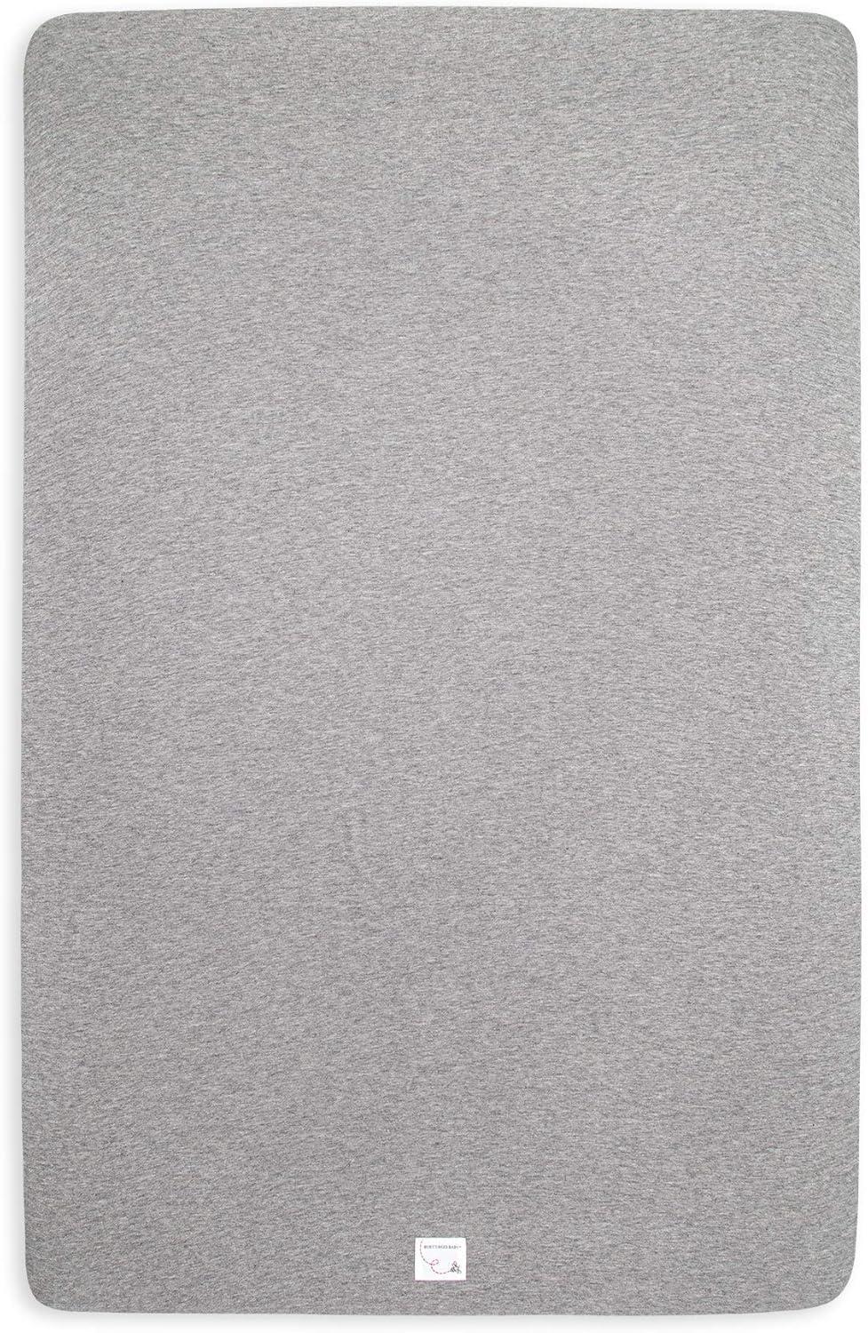 imageBurts Bees Baby  Fitted Mini Crib Sheet for Portable Playard or Travel Crib 100 Organic CottonHeather Grey