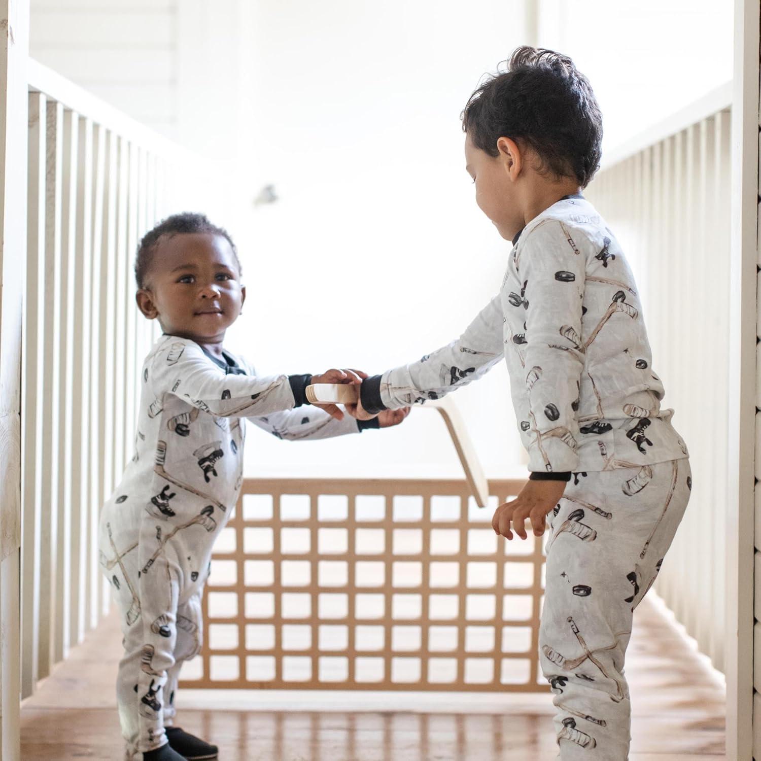 imageBurts Bees Baby Boys 2Piece Long Sleeve Tee and Pants Organic Cotton Pajama SetHockey Season