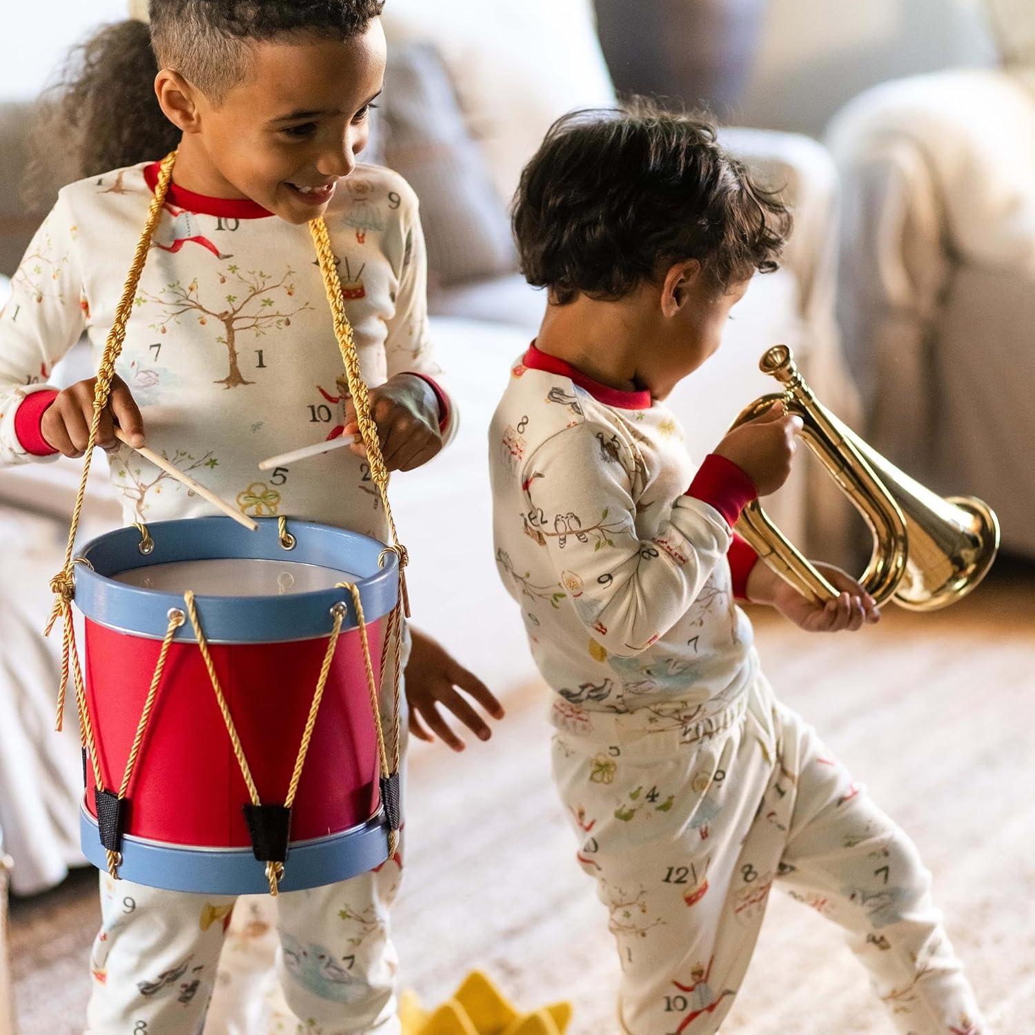 imageBurts Bees Baby Girls Pajamas 2Piece Long Sleeve Tee and Pants Organic Cotton PJ Set12 Days of Christmas