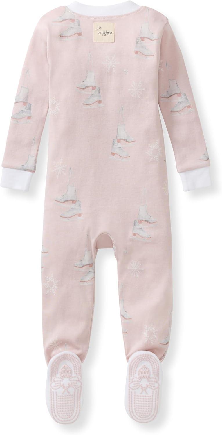 imageBurts Bees Baby Girls Snug Fit OnePiece Footed NonSlip Sleeper PajamasIce Skates