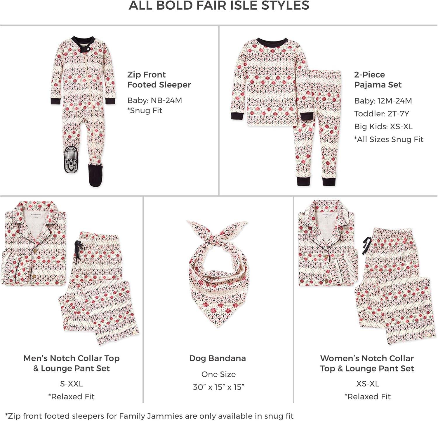 imageBurts Bees Baby and Family Matching Holiday Organic Cotton PajamasBold Fair Isle