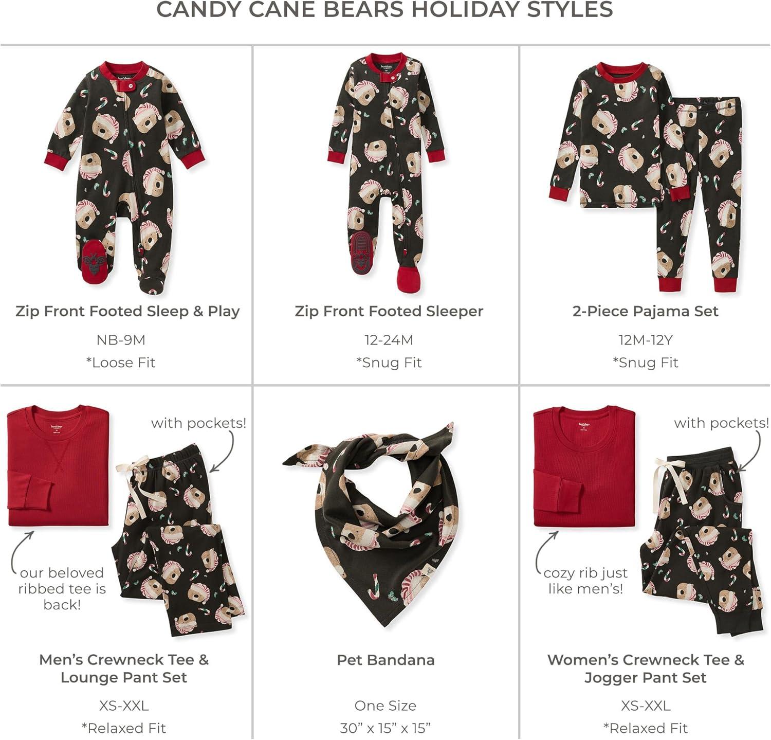 imageBurts Bees Baby and Family Matching Holiday Organic Cotton PajamasCandy Cane Bears