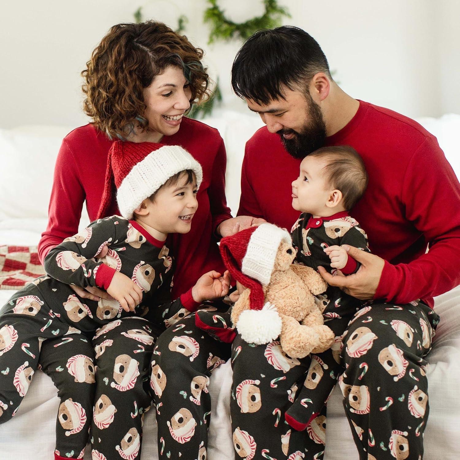 imageBurts Bees Baby and Family Matching Holiday Organic Cotton PajamasCandy Cane Bears