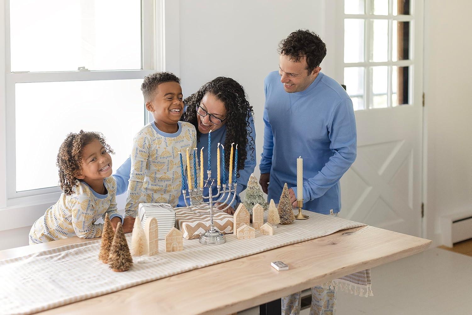 imageBurts Bees Baby and Family Matching Holiday Organic Cotton PajamasLight the Menorah