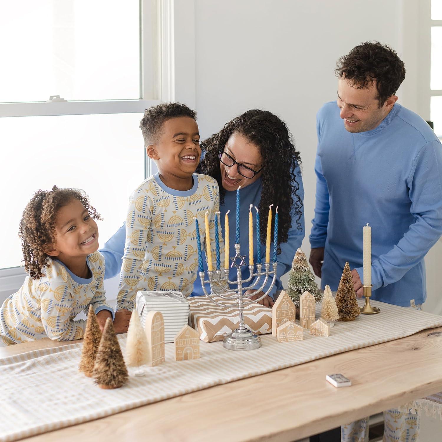 imageBurts Bees Baby and Family Matching Holiday Organic Cotton PajamasLight the Menorah