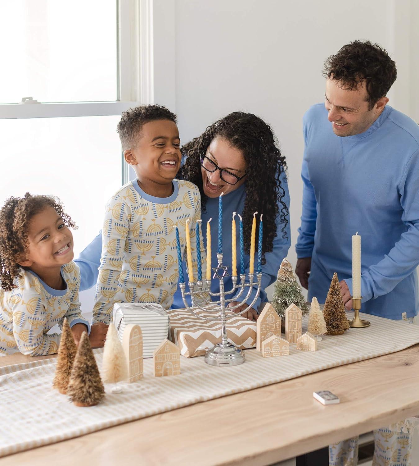 imageBurts Bees Baby and Family Matching Holiday Organic Cotton PajamasLight the Menorah