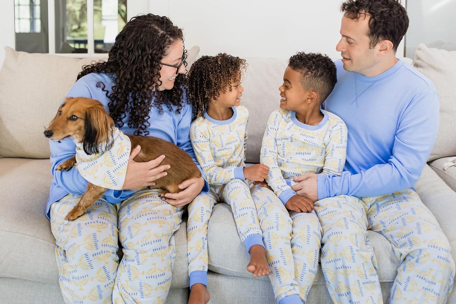 imageBurts Bees Baby and Family Matching Holiday Organic Cotton PajamasLight the Menorah