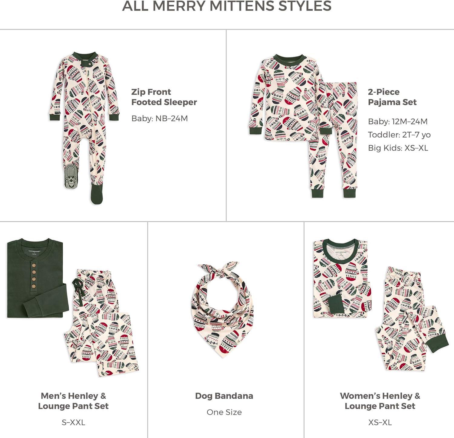 imageBurts Bees Baby and Family Matching Holiday Organic Cotton PajamasMerry Mittens