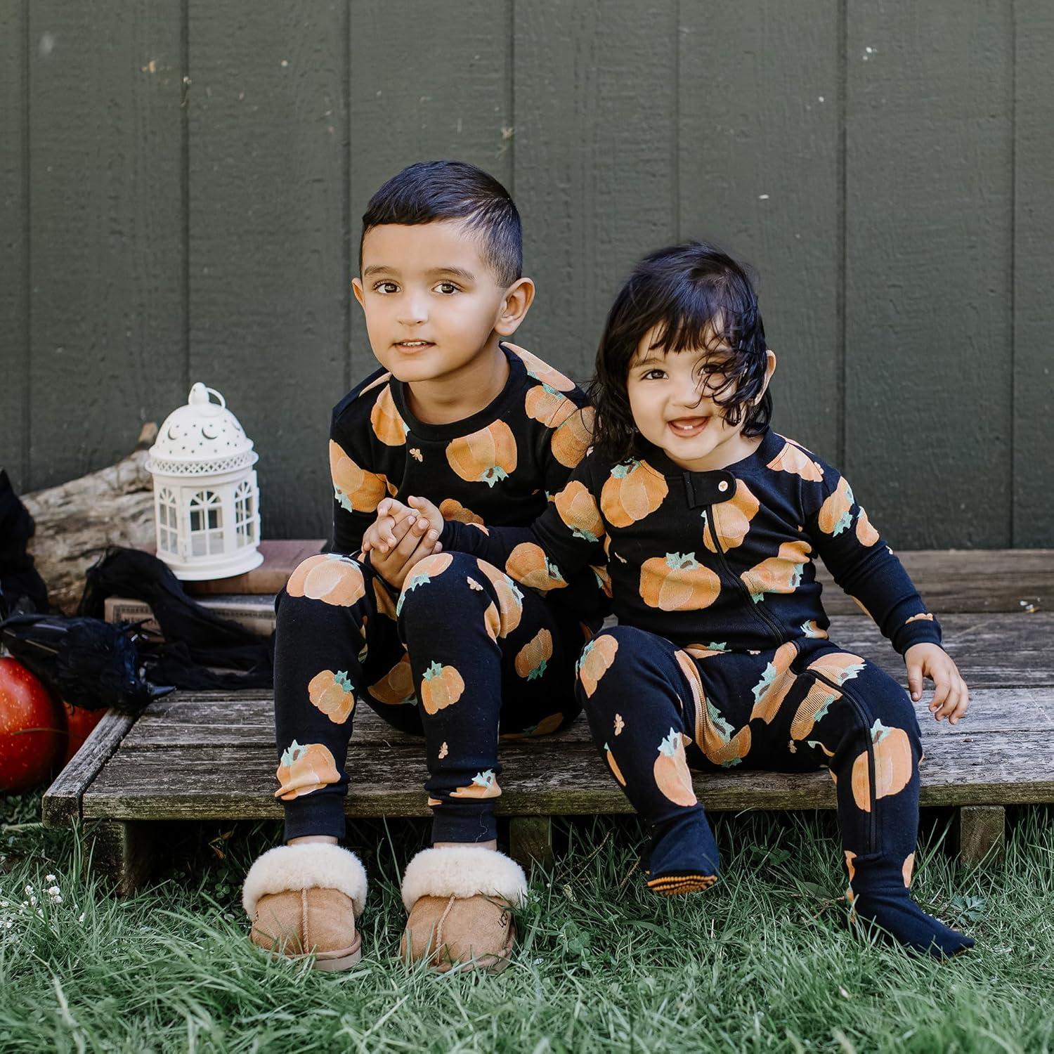 imageBurts Bees Baby and Family Matching Holiday Organic Cotton PajamasMidnight Pumpkins