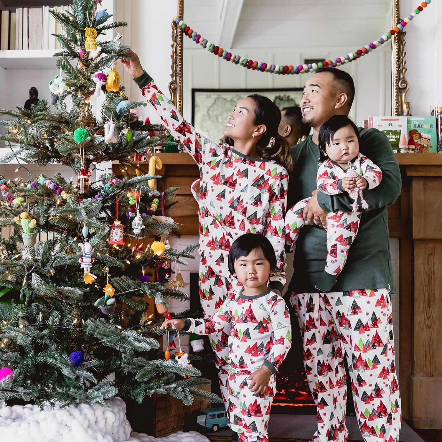 imageBurts Bees Baby and Family Matching Holiday Organic Cotton PajamasModern Forest