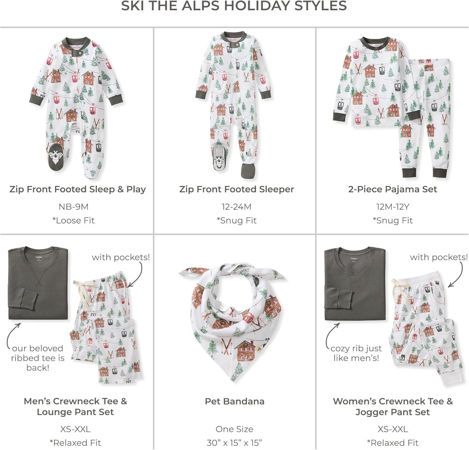 imageBurts Bees Baby and Family Matching Holiday Organic Cotton PajamasSki the Alps